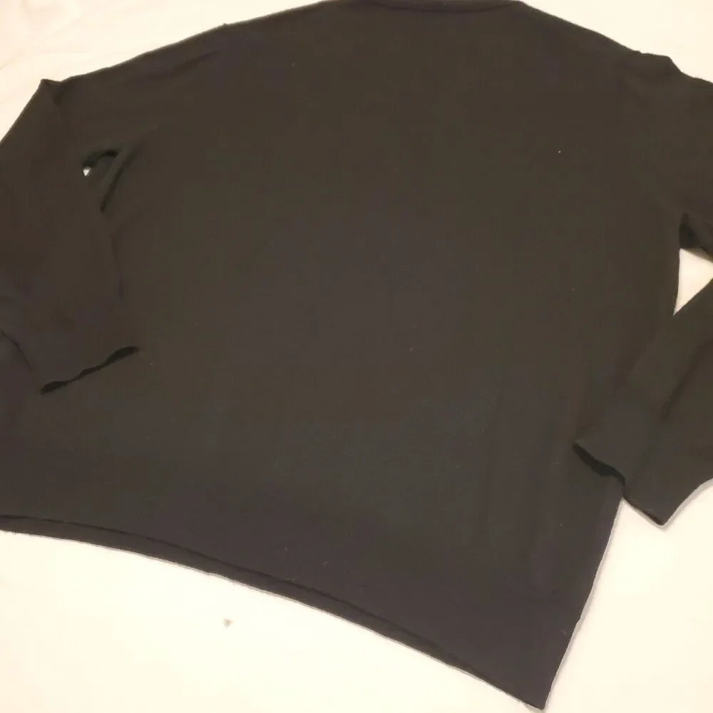Polo Ralph Lauren Sweater Mens XXL Black V Neck Washable Merino Wool Pony Preppy